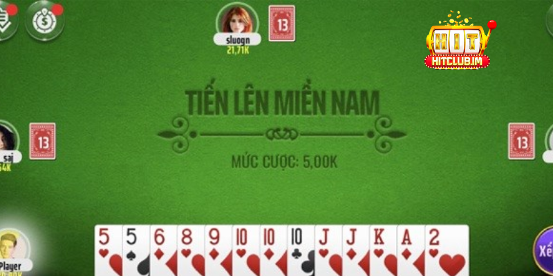 Giao diện của trò Tiến lên miền Nam ở Hitclub